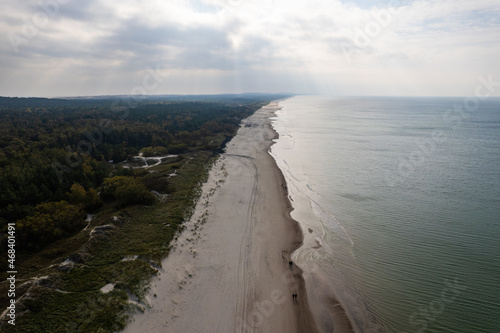 Aerial autumn fall sunrise view of Nida city  Curonian Spit  Lithuania