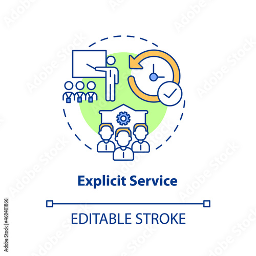Explicit service concept icon. Observable features of product. Facilitating goods. Operations management abstract idea thin line illustration. Vector isolated outline color drawing. Editable stroke