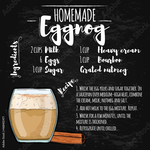 Eggnog Hot Drink illustration recipe on blackboard