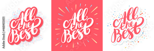 All the best. Farewell cards. Vector lettering banners set.