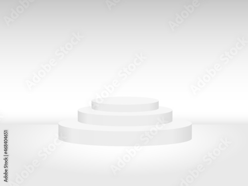Round podium light icon. Empty 3d stage place. Pedestal circular symbol for presentation. Vector illustration.