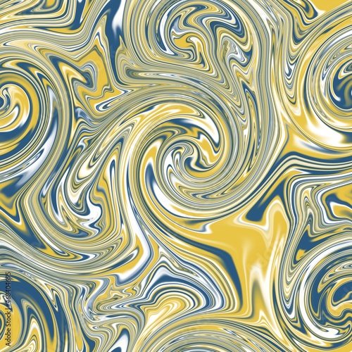 Seamless twirly swirly abstract liquid marble surface pattern design for print. High quality illustration. Trendy marbled fluid paint on water background. Funky expressive psychedelic swirl of paint.