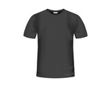 Vector realistic T-shirt Mockup. Black template isolated on white background. Blank for Men's or women's fashion design. Front view. EPS10.