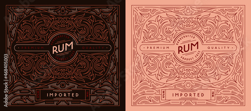 Template decorative label for rum and other alcohol drink