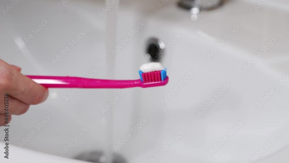 Toothbrush with toothpaste and sink with included water. Teeth cleaning. Toothbrush with toothpaste and sink with included water. Teeth cleaning.