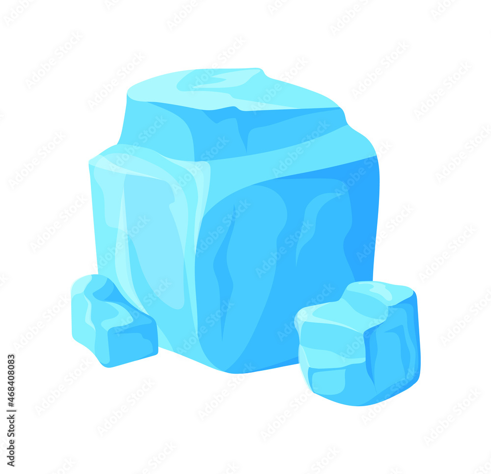 Obraz premium Cartoon ice pieces. White sign of ice for summer fresh drink, flat vector illustration