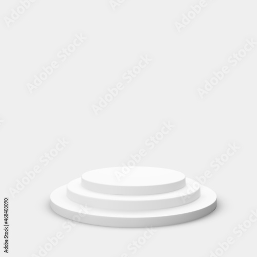 Realistic 3d stage. White podium or scene. Empty studio with podium for advertising design