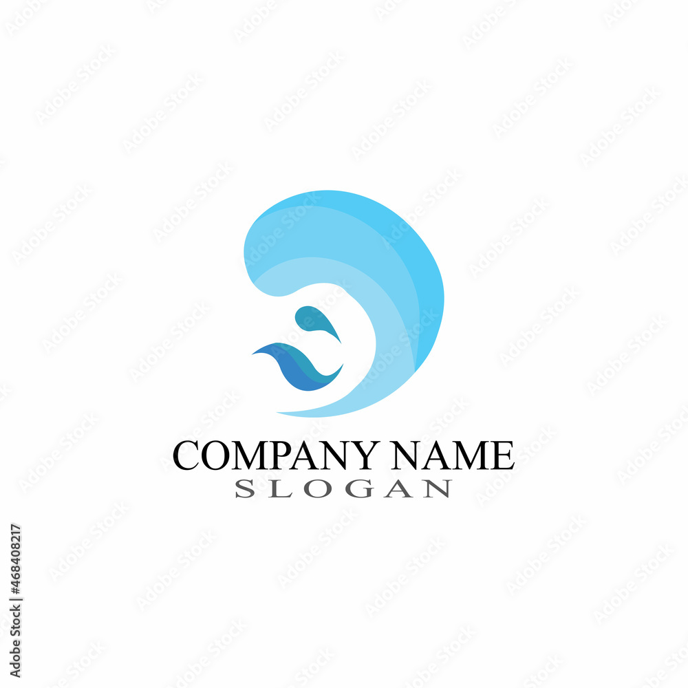 wave logo bussines element of nature concept design template