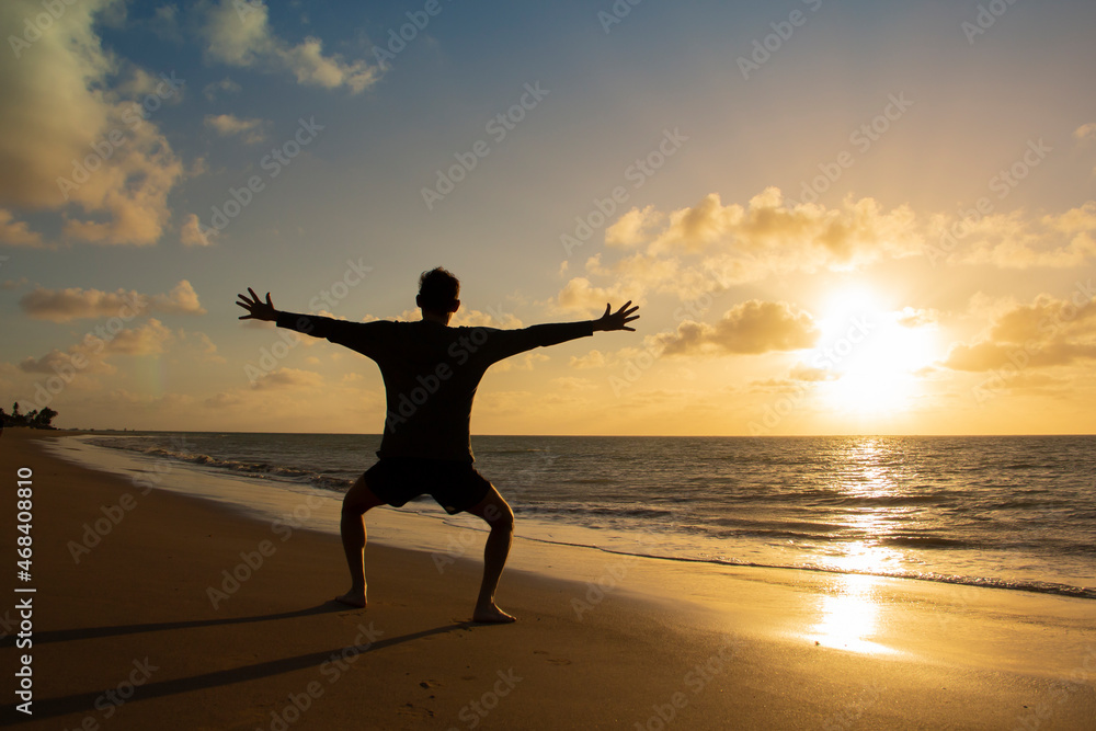 Man Enjoying the Brazilian Sunset Beach	
