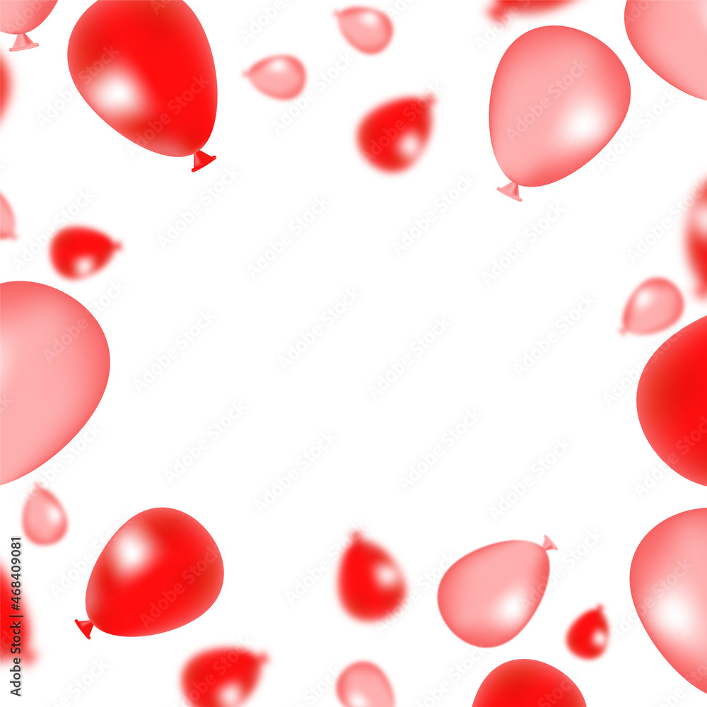 Red gradient blurred balloons different sizes on white background  with copy space in the centre. Black friday sales and social poster concept