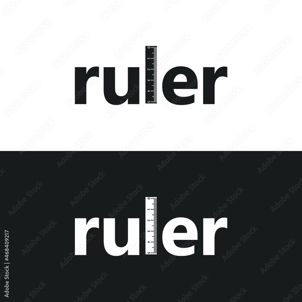 ruler text logo with illustration