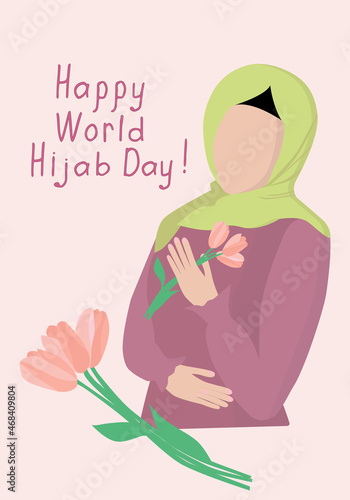 Vector illustration for design of World Hijab Day card