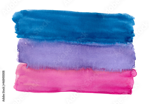 Bisex abstract watercolor background, blend, brush strokes, creative illustration, blue, purple, rose color palette