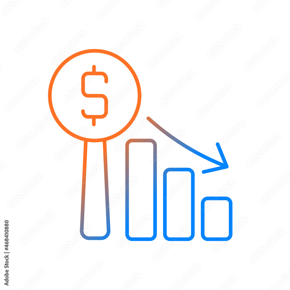 Dutch auction gradient linear vector icon. Descending prices. Type of bargaining. Clock auction. Speed selling. Thin line color symbol. Modern style pictogram. Vector isolated outline drawing Dutch auction gradient linear vector icon. Descending prices. Type of bargaining. Clock auction. Speed selling. Thin line color symbol. Modern style pictogram. Vector isolated outline drawing