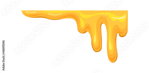 Corner honey frame. Melt drop of yellow caramel, vector illustration