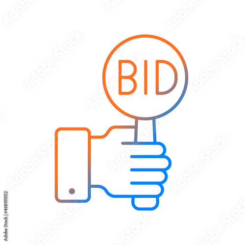 Bidding gradient linear vector icon. Offering highest price to win. Bargaining for item. Auction participants. Thin line color symbol. Modern style pictogram. Vector isolated outline drawing