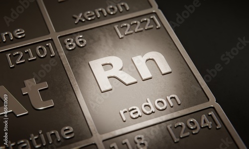 Foto Highlight on chemical element Radon in periodic table of elements
