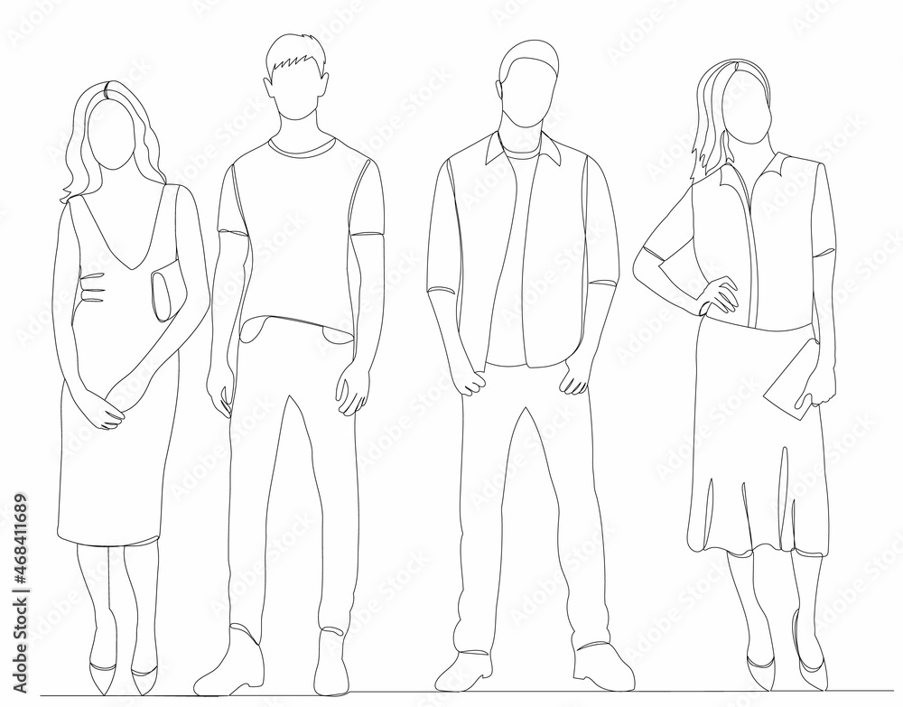 people drawing by one continuous line, vector, isolated people drawing by one continuous line, vector, isolated