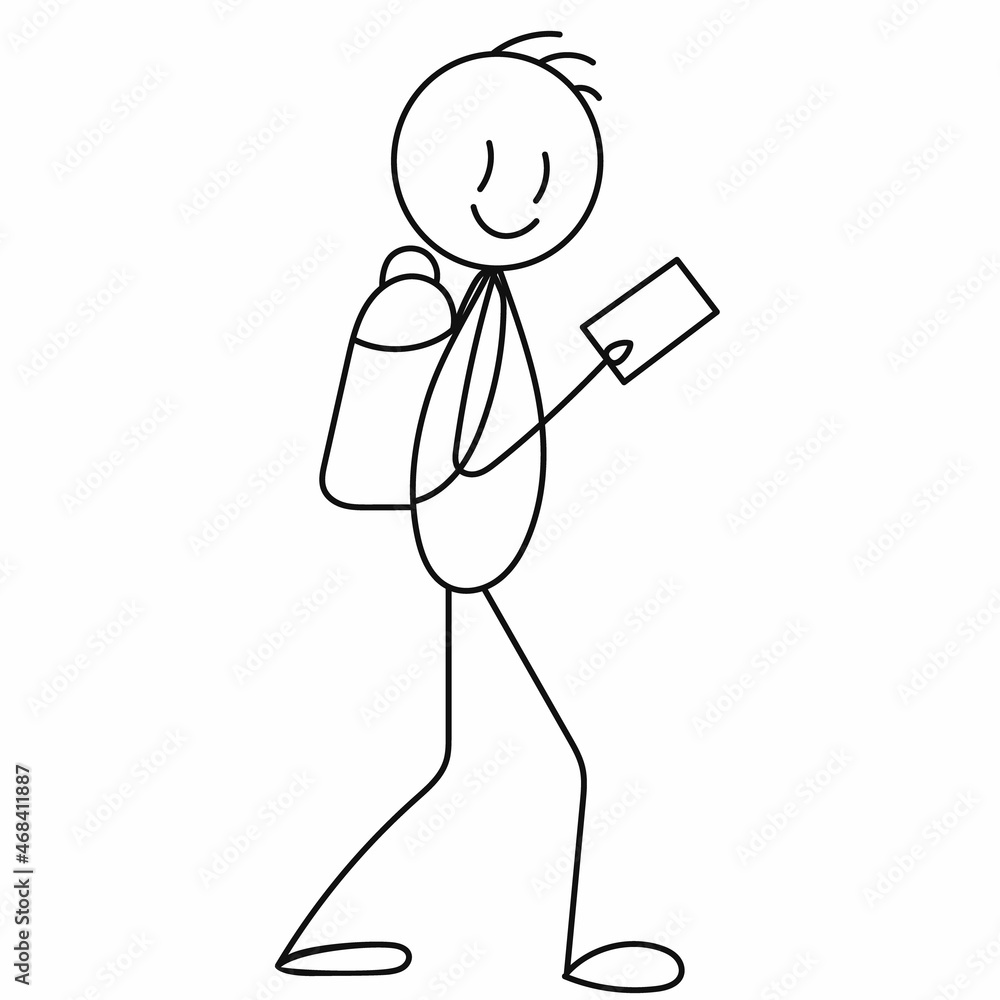 man with phone, stick figure, vector man with phone, stick figure, vector