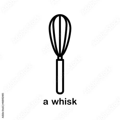 Line icon of of a balloon wire whisk and beater for kitchen and cooking
