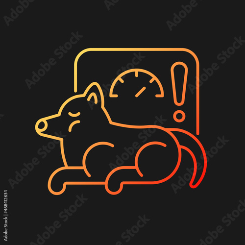 Obesity gradient vector icon for dark theme. Body fat excessive amount. Pet disease. Overfeeding and activity lack. Thin line color symbol. Modern style pictogram. Vector isolated outline drawing