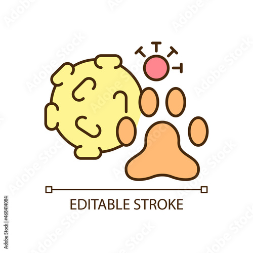 Animal virus RGB color icon. Small infectious agent. Pet disease. Viral animal infection. Bacteria caused zoonotic illness. Isolated vector illustration. Simple filled line drawing. Editable stroke