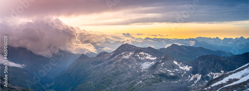 Rocky alpine mountains morning panorama © pyty