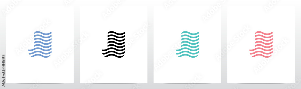 Wavy Lines Forming Letter Logo Design J Wavy Lines Forming Letter Logo Design J