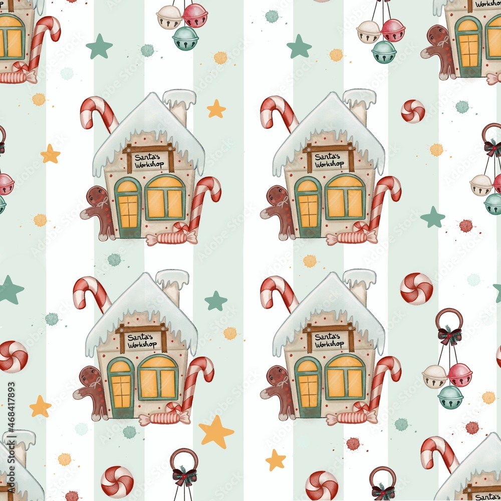 Christmas seamless pattern - watercolor 