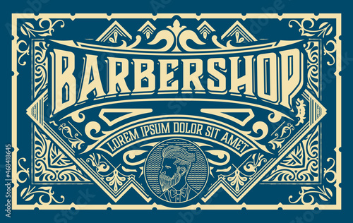 Vintage Barbershop label in vintage style