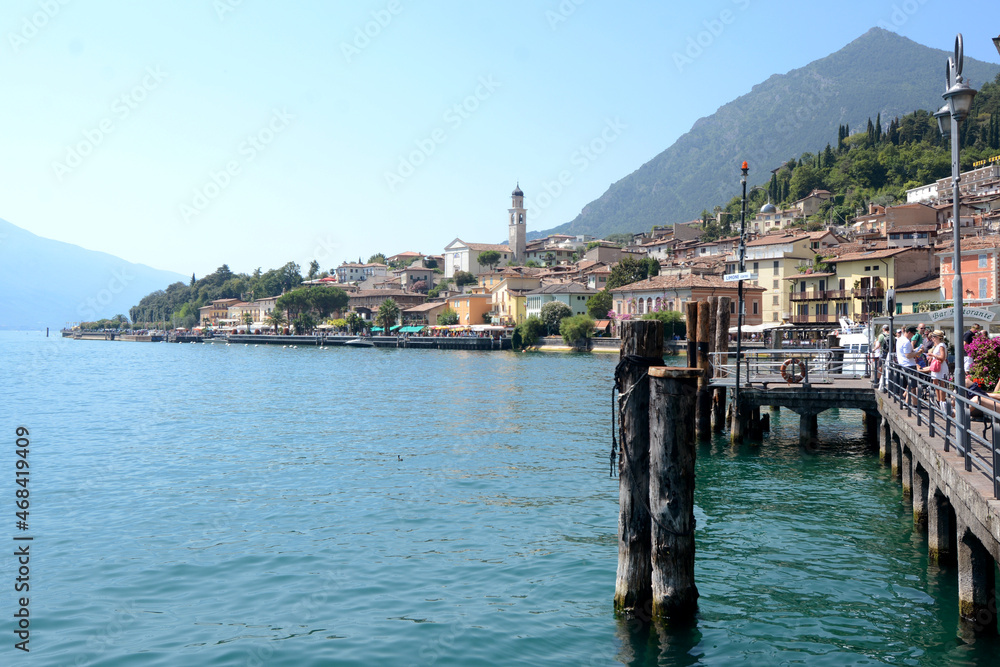Lake Garda is the largest lake in Italy in Veneto and Lombardy. Beautiful and mild place for holidays. Here the village of Limone del Garda.