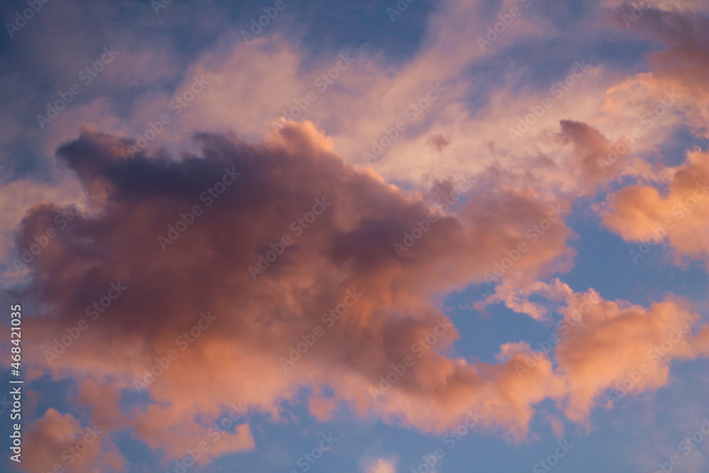 Beautiful pink clouds and blue sky.