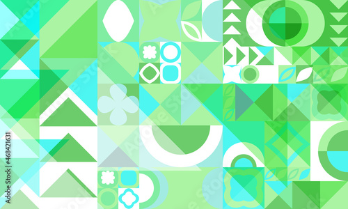 Abstract blue-green geometric background. Vector horizontal rectangular illustration.