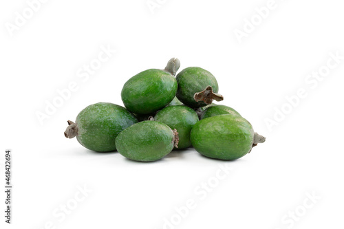 feijoa fruits heap isolated on white background