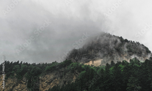 Panagia Sumela Monastery and misty mountains, Trabzon, Turkey