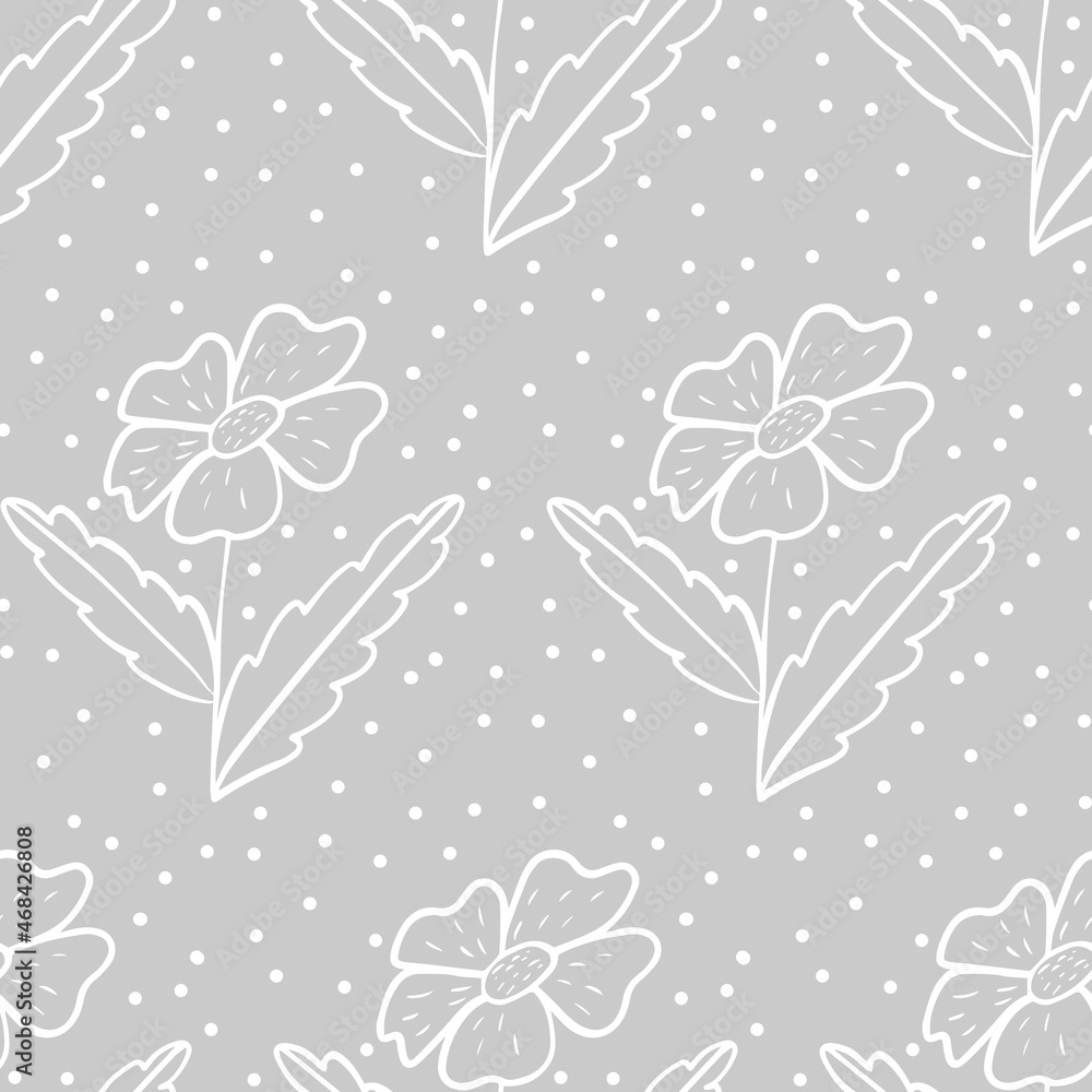 Adorable hand drawn flower seamless pattern vector illustration. Endless plant background.