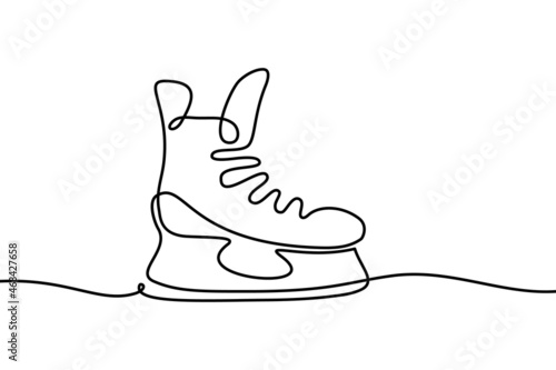 Ice skate in continuous line art drawing style. Minimalist black linear design isolated on white background. Vector illustration