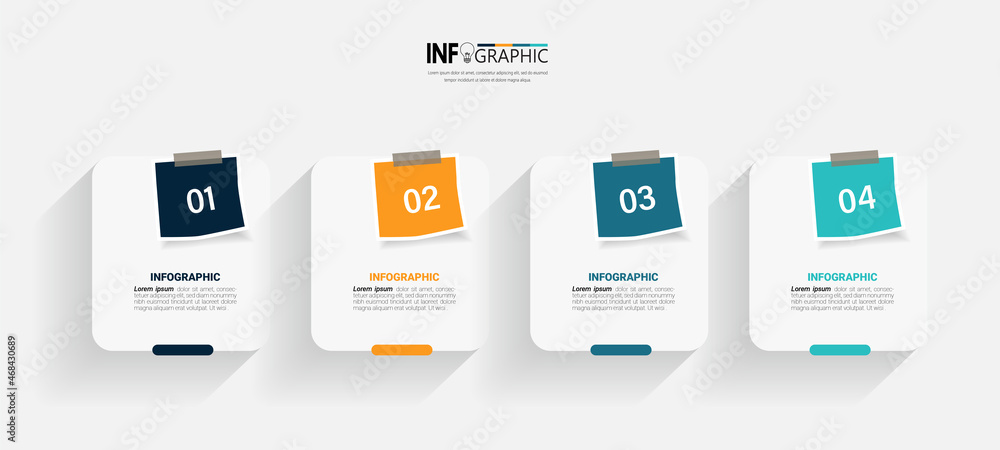 Business Infographic with note paper design vector.	