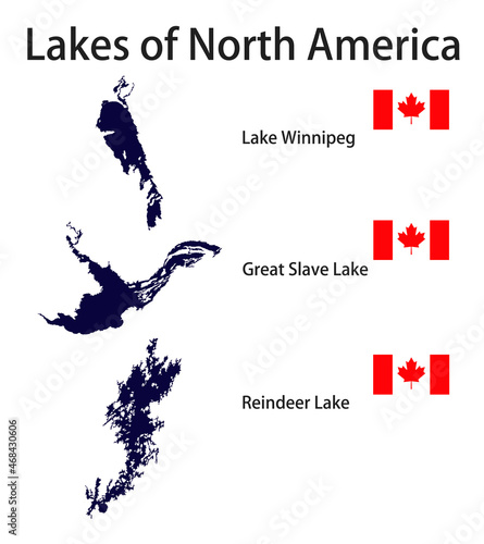 a set of silhouettes of lakes of north america vector