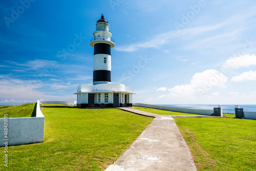 Building view of Dongjiyu Lighthouse in Penghu, Taiwan. This is the second lighthouse built by the Japanese in the Penghu Islands. photo