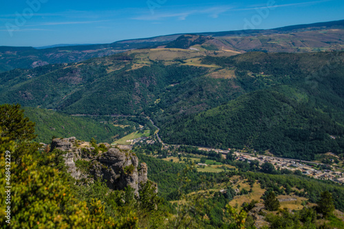 Beautiful view of the Causse Mejan limestone plateau in France photo