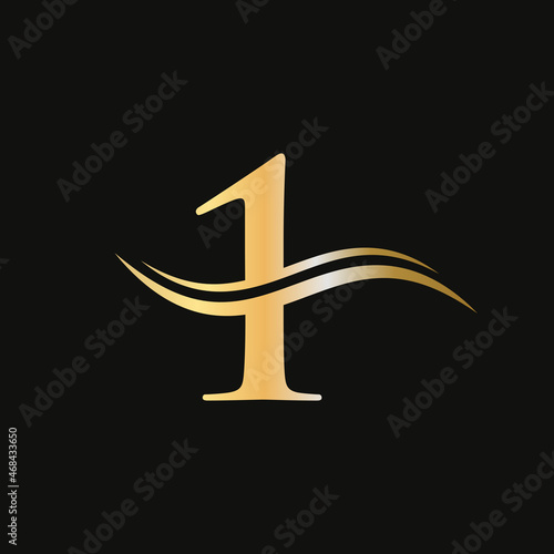 Letter 1 Logo Design with water wave concept. 1 letter logo design with modern trendy. 1 logo design vector