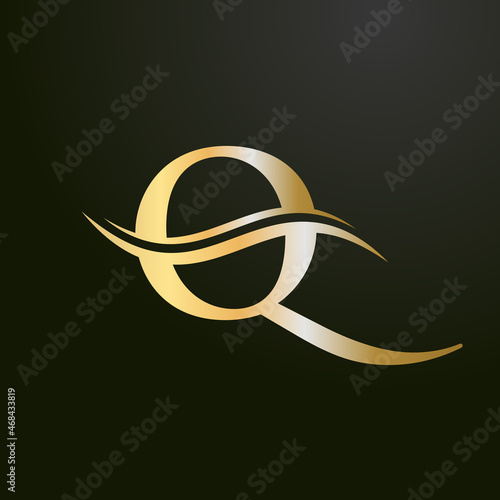 Letter Q Logo Design with water wave concept. Q letter logo design with modern trendy. Q logo design vector