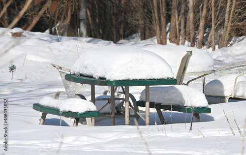 Wallpaper Mural Snow on Picnic Table Torontodigital.ca
