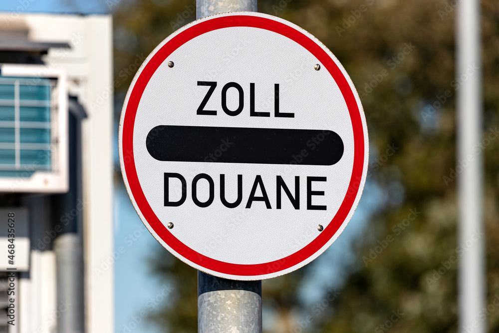 German road sign: customs ahead