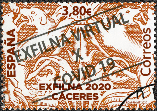 SPAIN - 2020: shows National Philatelic Exhibition Caceres, Spain, EXFILNA VIRTUAL X COVID 19, 2020