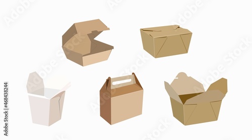 Vector Isolated Set of Different Take Away Boxes