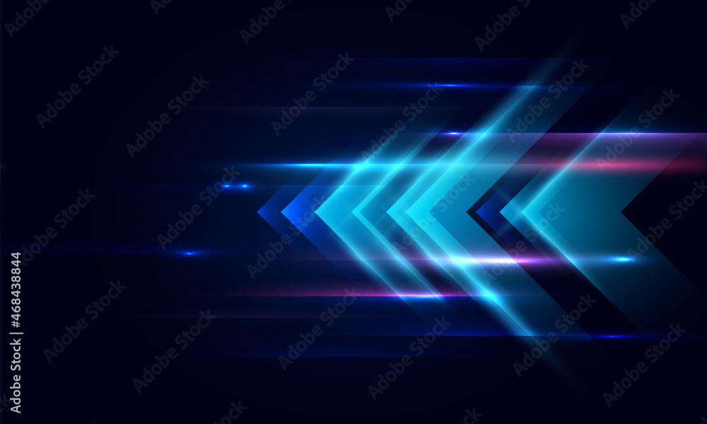 Modern abstract high-speed movement. Dynamic arrows on blue background. Movement technology pattern for banner or poster design background concept.