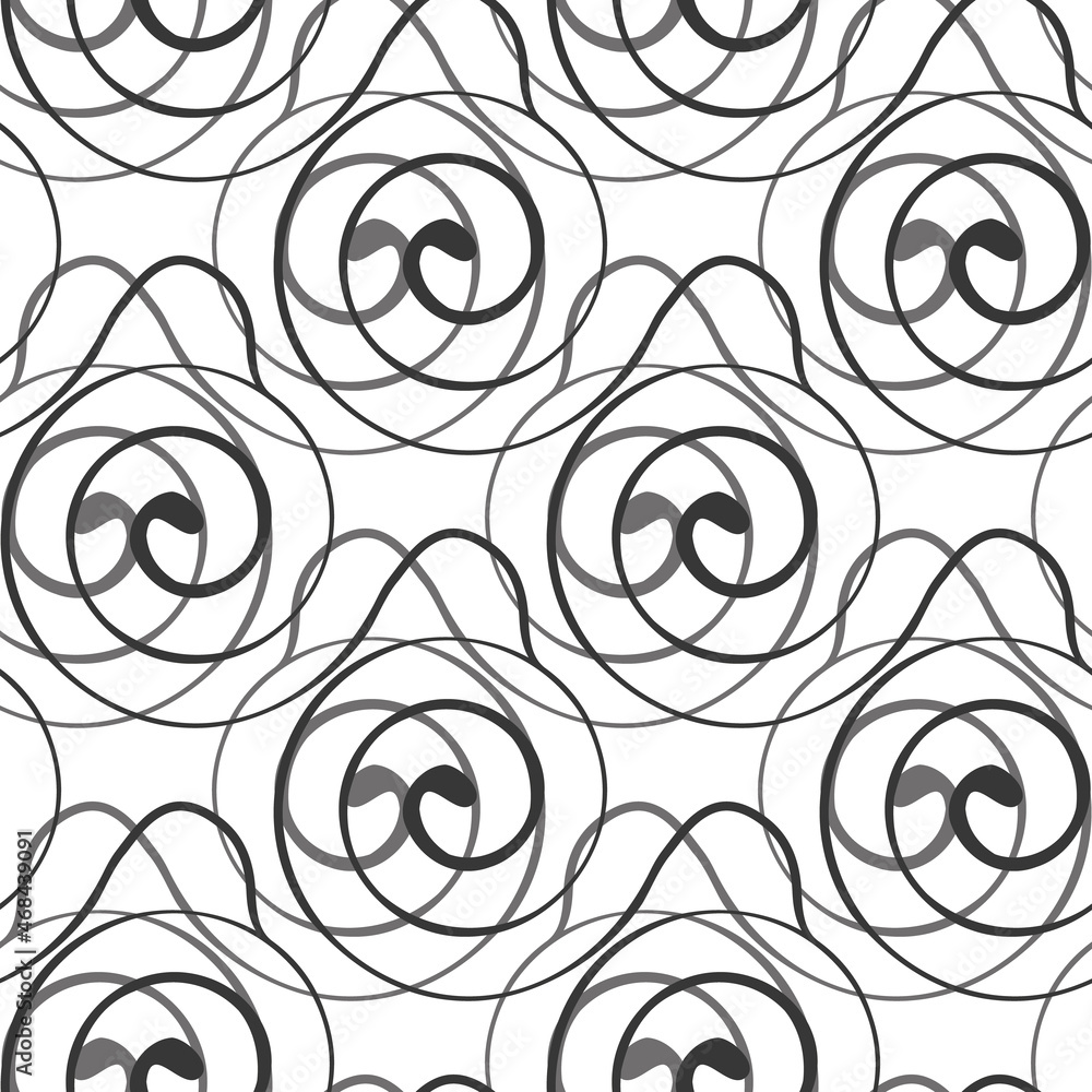 Spiralling Repeating Pattern Stylized art deco style spiralling vector pattern background. Black ...