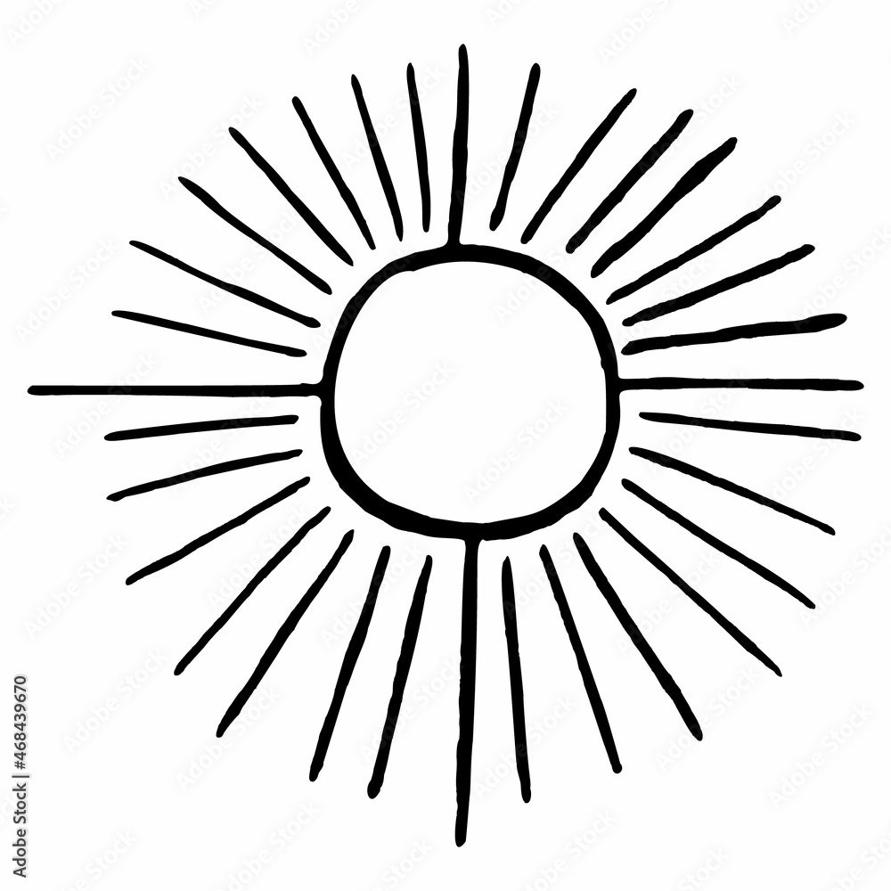 line sun Icon, linear drawing on white background line sun Icon, linear drawing on white background